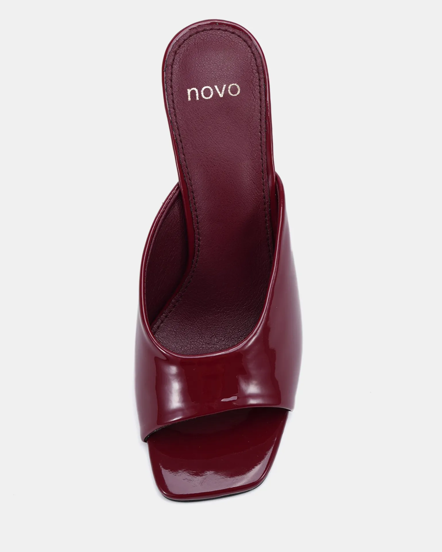 ZAYLEY DEEP RED PATENT Open Toe Heels