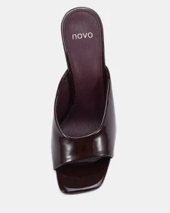 ZAYLEY ESPRESSO PATENT Open Toe Heels
