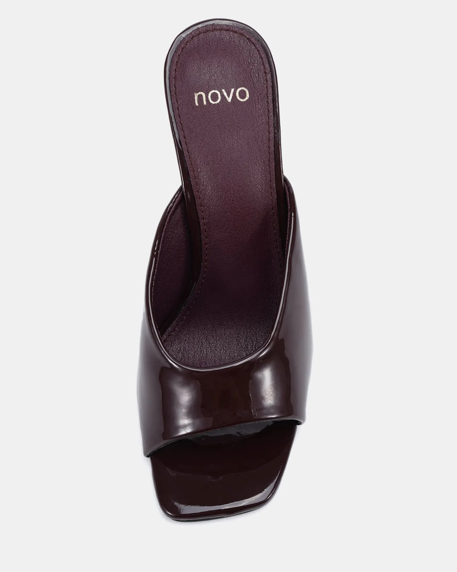 ZAYLEY ESPRESSO PATENT Open Toe Heels