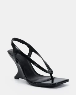 ZIELONA BLACK CRINKLE PATENT High Heels