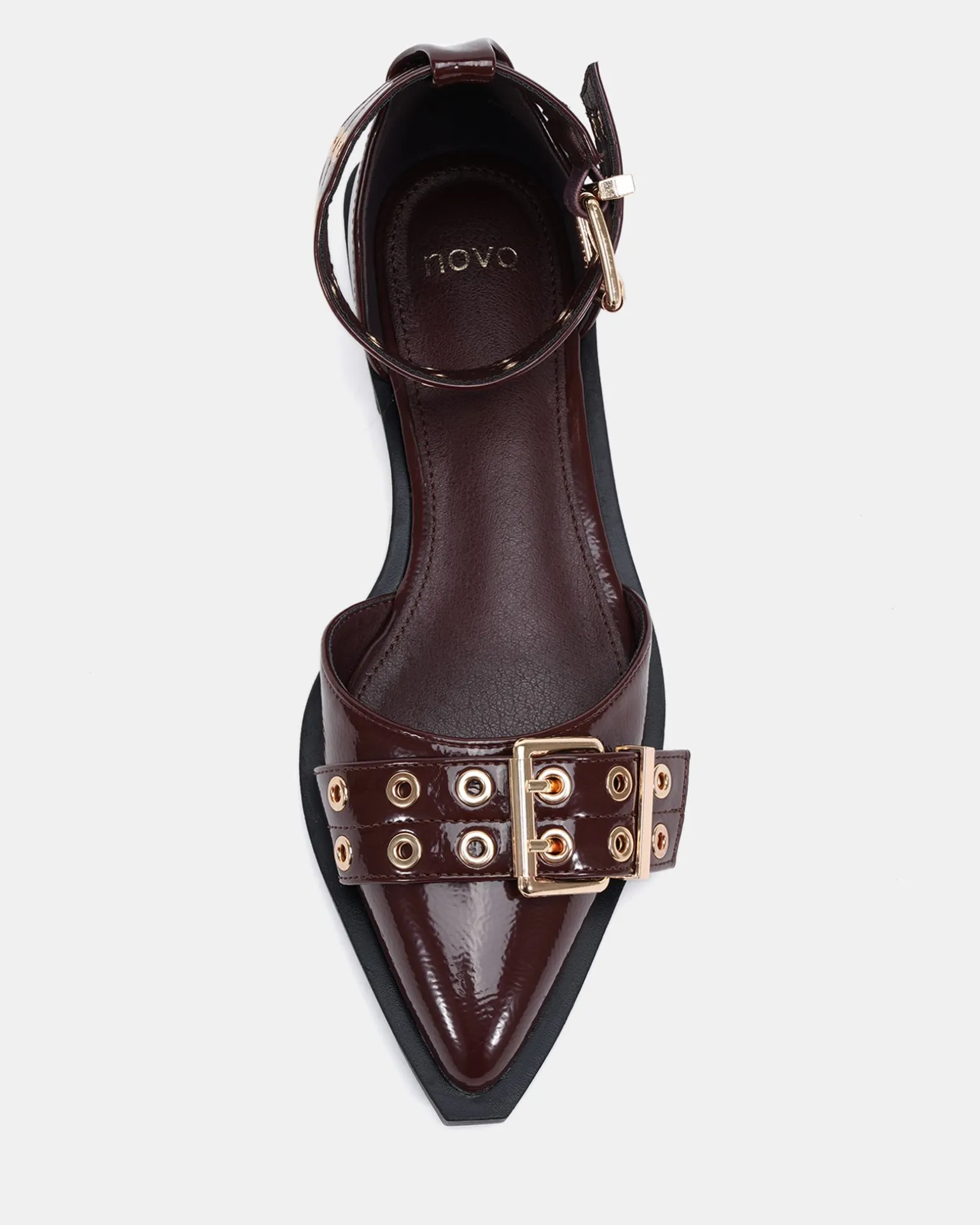 ZLOAN ESPRESSO PATENT Ballet Flats